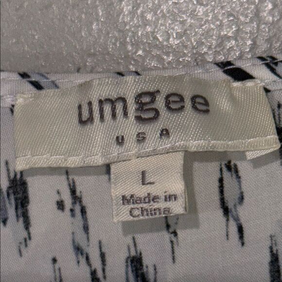 Umgee Black and White Tie Front Bohemian Relaxed Top Large - Picture 2 of 13